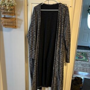 Gray and Black Long Open Cardigan 2x